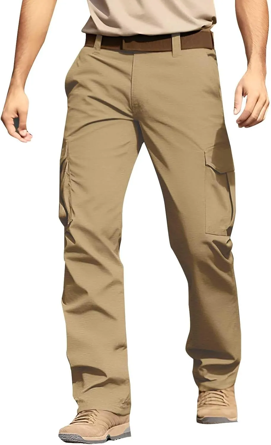Tactical Pants for Men Stretch Ripstop Waterproof Zipper Cargo Hiking Pants Breathable Work Pant Fishing with Pockets