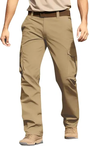 Tactical Pants for Men Stretch Ripstop Waterproof Zipper Cargo Hiking Pants Breathable Work Pant Fishing with Pockets