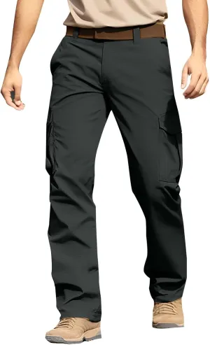 Tactical Pants for Men Stretch Ripstop Waterproof Zipper Cargo Hiking Pants Breathable Work Pant Fishing with Pockets