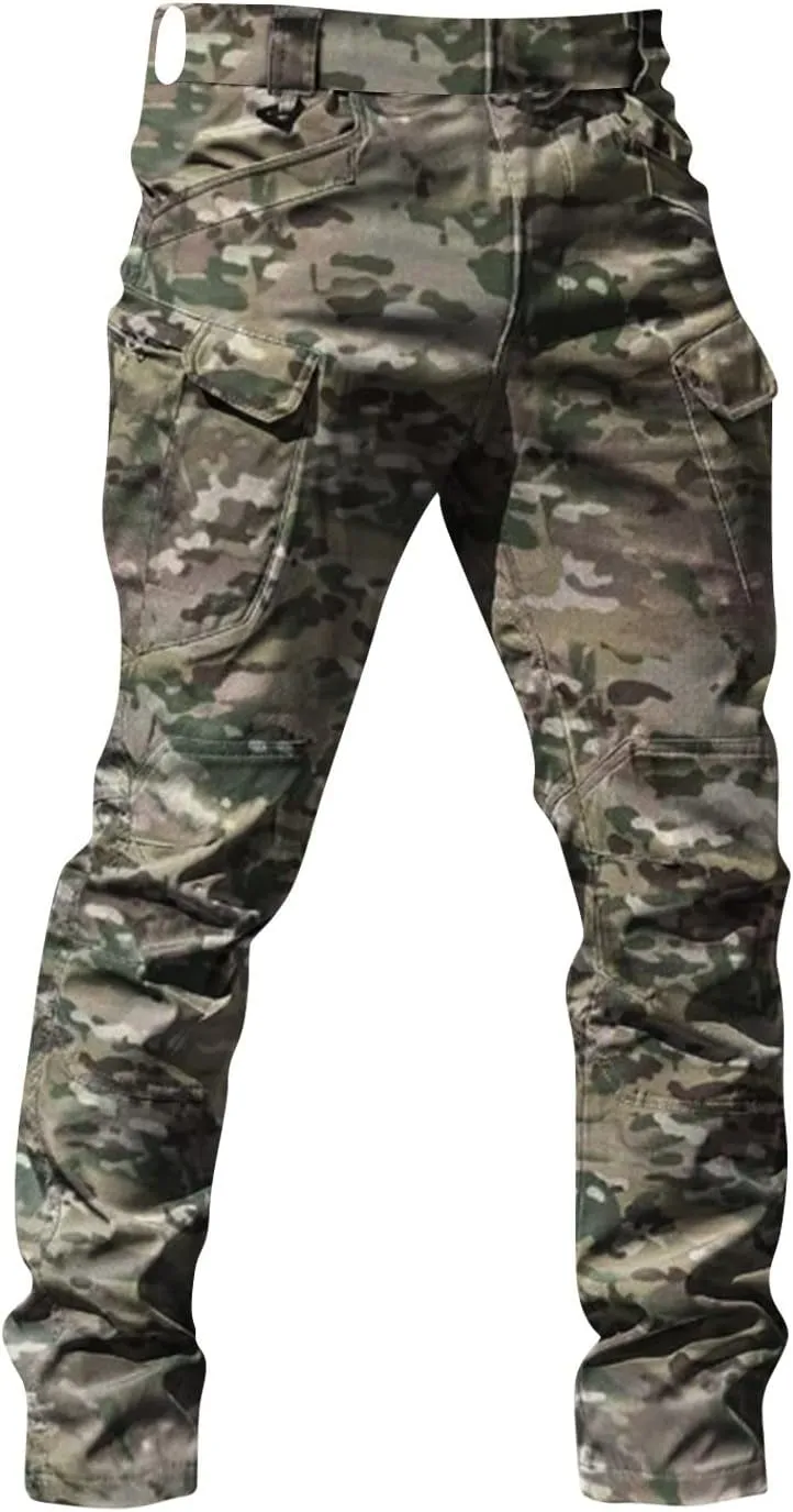 Tactical Pants for Men Stretch Ripstop Waterproof Zipper Cargo Hiking Pants Comfortable Work Pant Fishing with Pockets