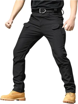 Tactical Pants for Men Stretch Ripstop Waterproof Zipper Cargo Hiking Pants Comfortable Work Pant Fishing with Pockets