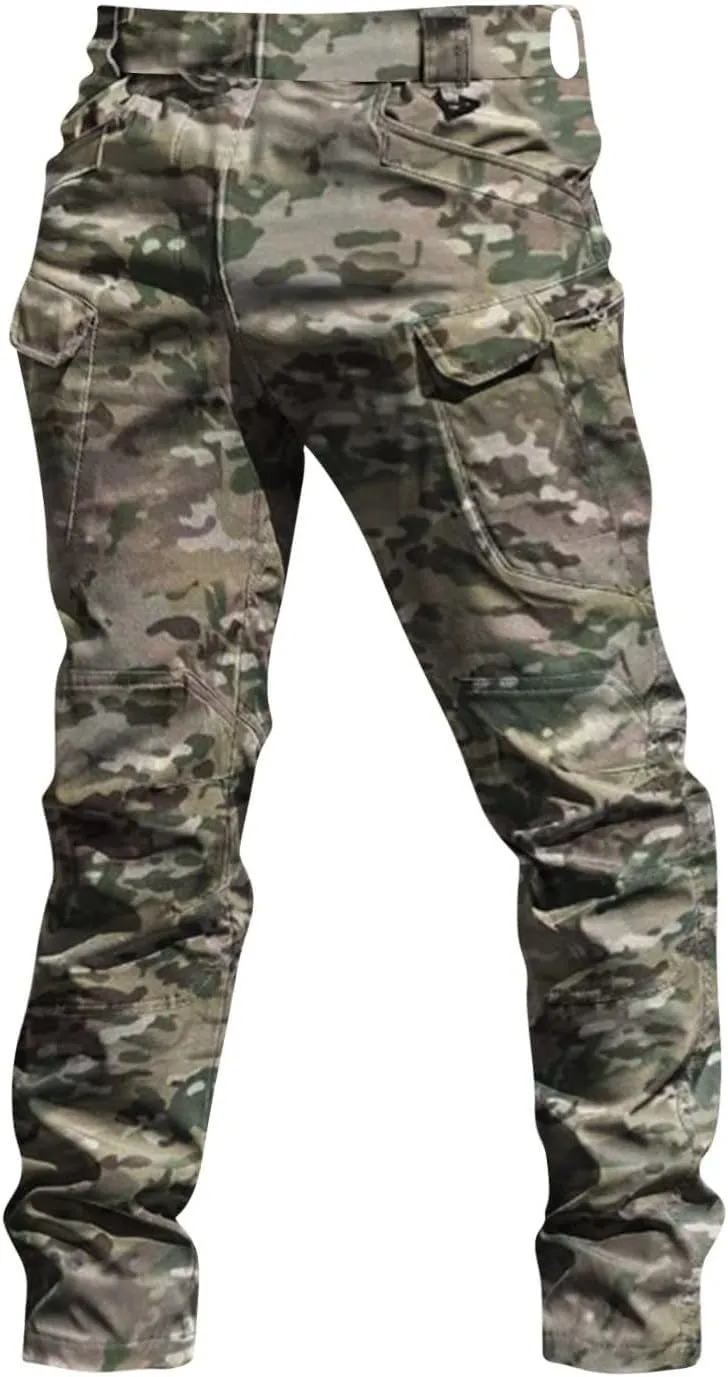 Tactical Pants for Men Stretch Ripstop Waterproof Zipper Cargo Hiking Pants Comfortable Work Pant Fishing with Pockets