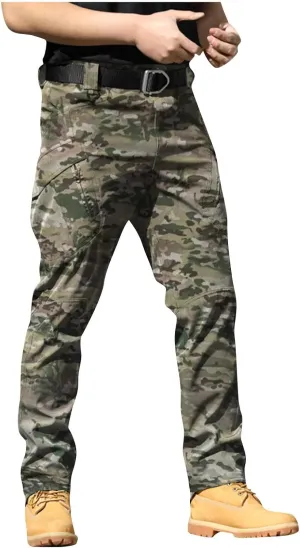 Tactical Pants for Men Stretch Ripstop Waterproof Zipper Cargo Hiking Pants Comfortable Work Pant Hunting with Pockets