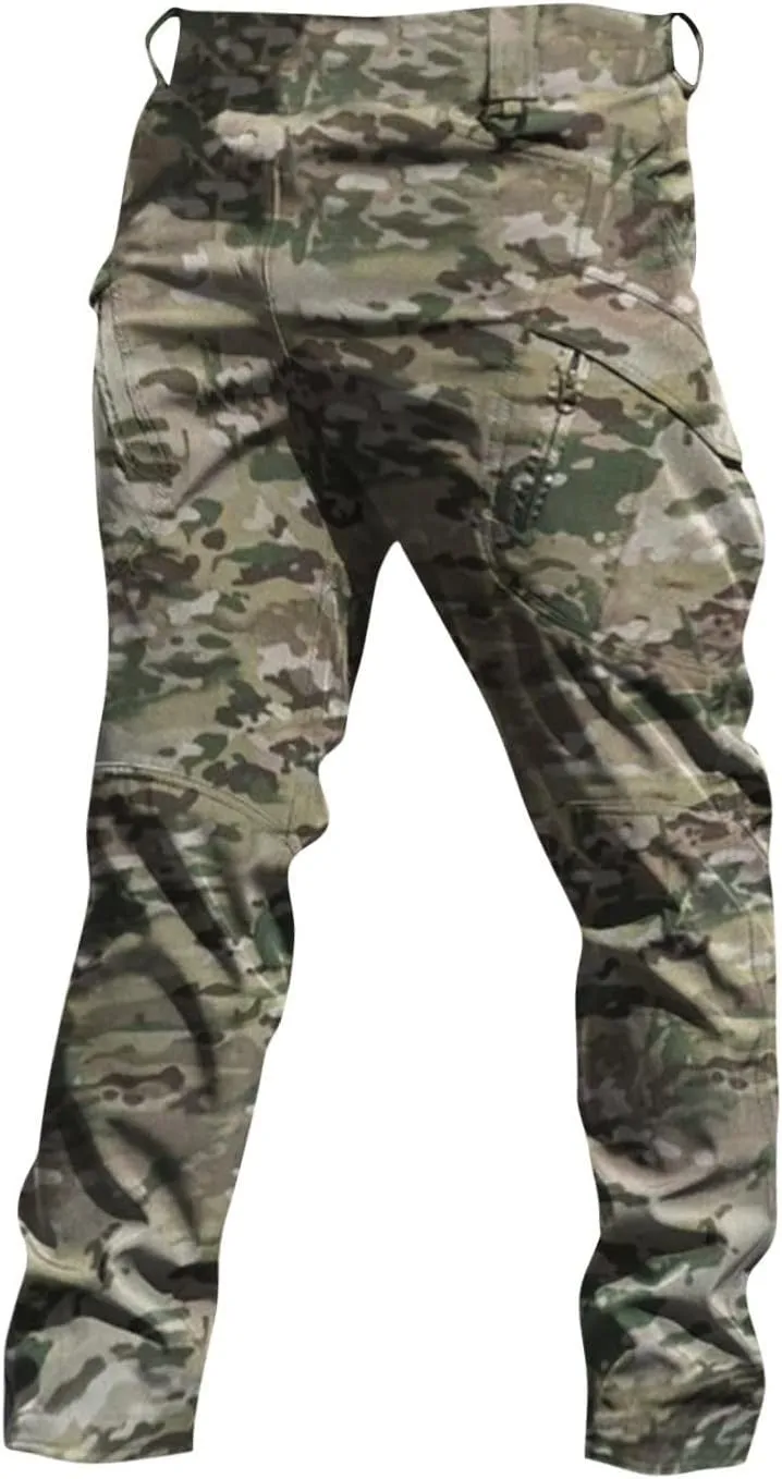 Tactical Pants for Men Stretch Ripstop Waterproof Zipper Cargo Hiking Pants Comfortable Work Pant Hunting with Pockets