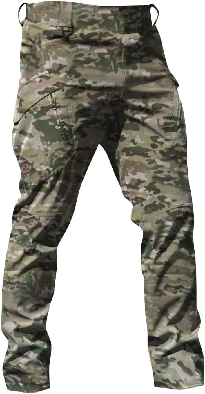 Tactical Pants for Men Stretch Ripstop Waterproof Zipper Cargo Hiking Pants Comfortable Work Pant Hunting with Pockets