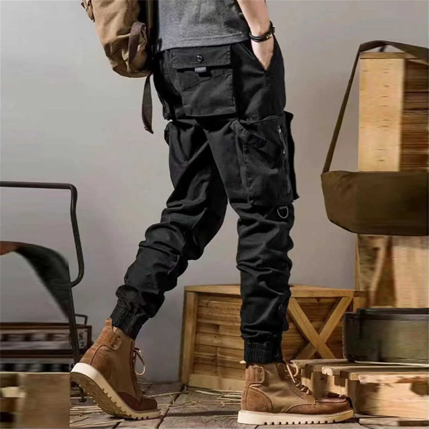 Tactical Pants for Men Stretch Ripstop Waterproof Zipper Cargo Hiking Pants Comfy Work Pant Travel with Pockets