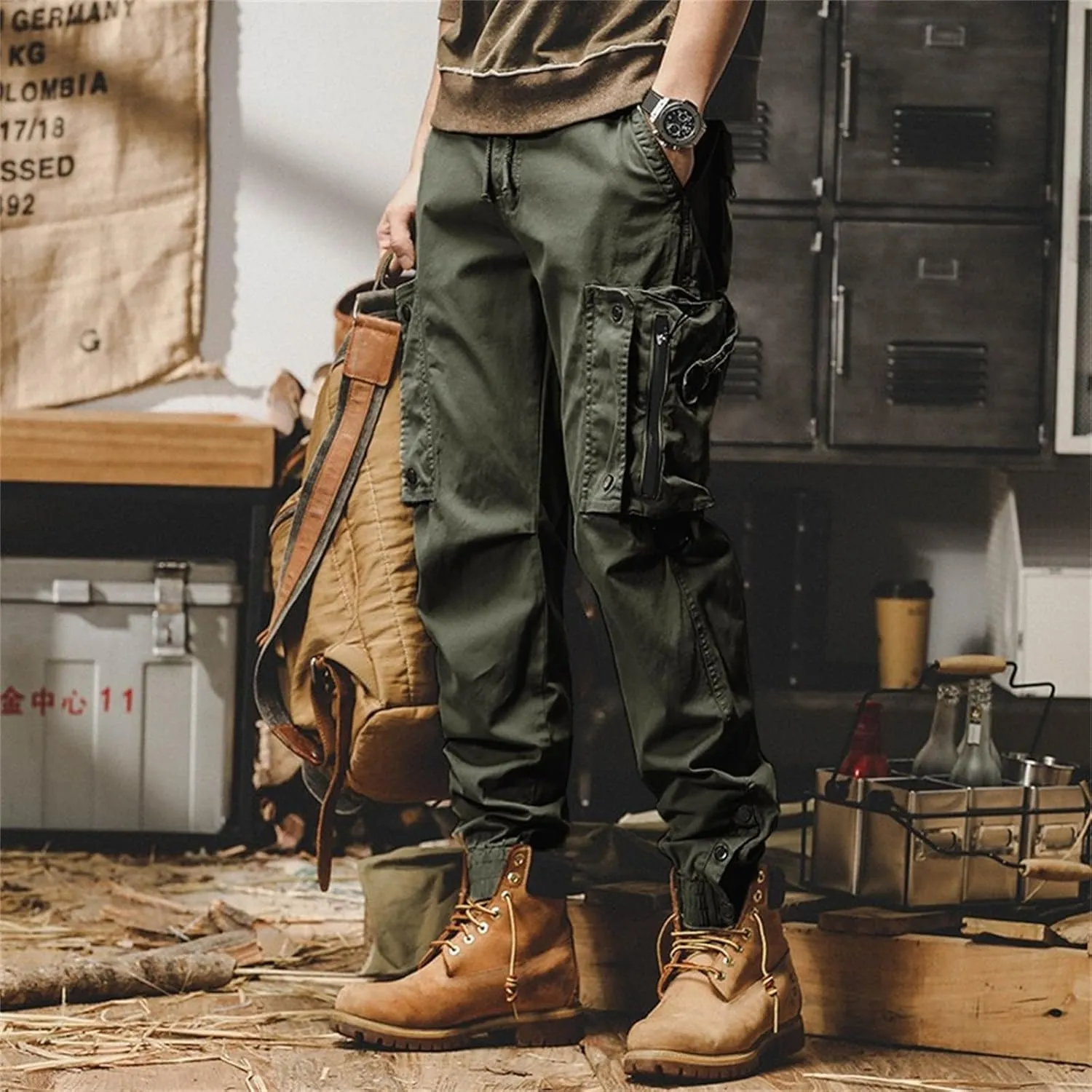 Tactical Pants for Men Stretch Ripstop Waterproof Zipper Cargo Hiking Pants Comfy Work Pant Travel with Pockets