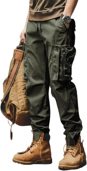 Tactical Pants for Men Stretch Ripstop Waterproof Zipper Cargo Hiking Pants Comfy Work Pant Travel with Pockets