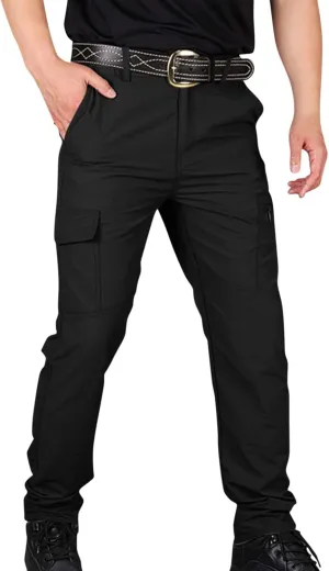 Tactical Pants for Men Stretch Ripstop Waterproof Zipper Cargo Hiking Pants Relaxed Fit Work Pant Fishing with Pockets
