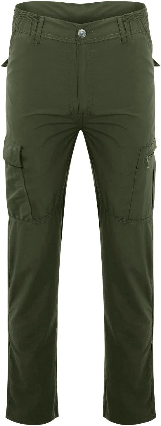 Tactical Pants for Men Stretch Ripstop Waterproof Zipper Cargo Hiking Pants Relaxed Fit Work Pant Fishing with Pockets