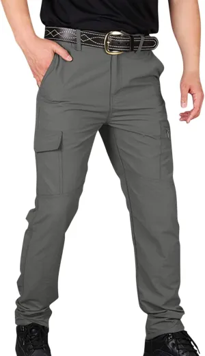 Tactical Pants for Men Stretch Ripstop Waterproof Zipper Cargo Hiking Pants Relaxed Fit Work Pant Fishing with Pockets