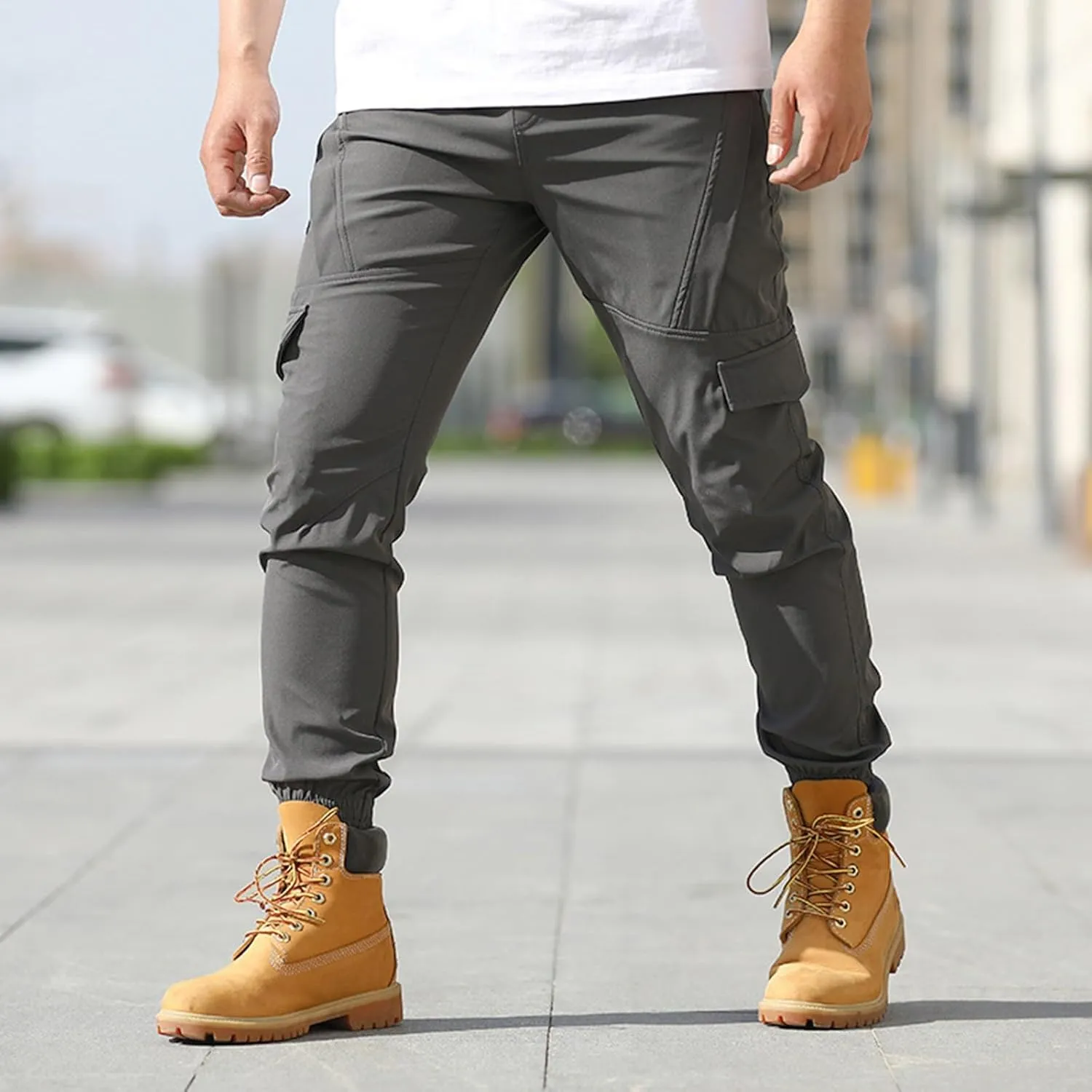 Tactical Pants for Men Stretch Ripstop Waterproof Zipper Cargo Hiking Pants Relaxed Fit Work Pant Travel with Pockets