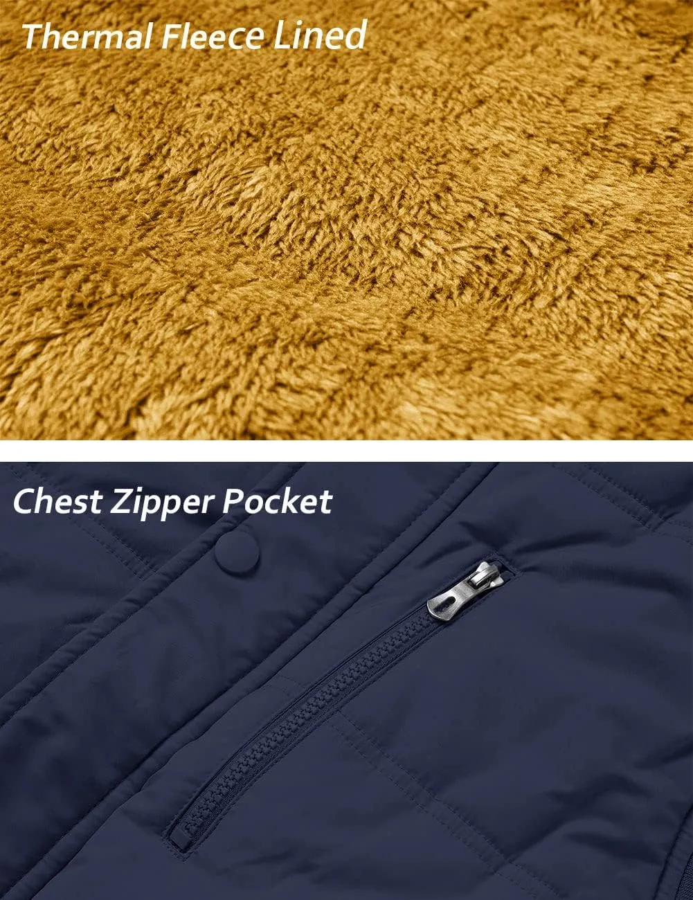 TACVASEN Men's Winter Vests Sleeveless Jackets Casual Outerwear Warm Fleece Lined Stand Collar Padded Coat