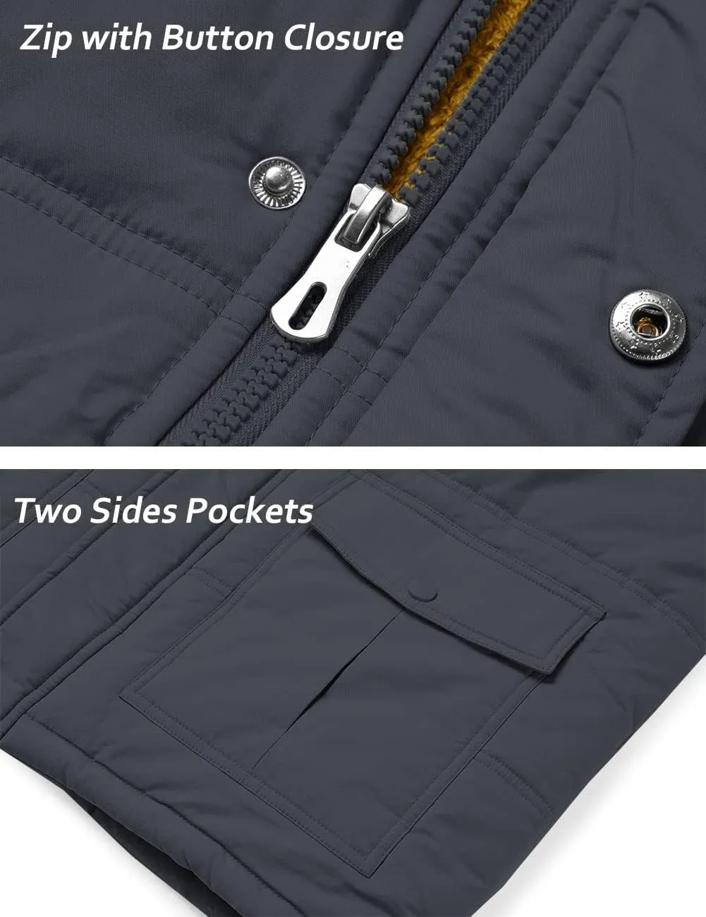 TACVASEN Men's Winter Vests Sleeveless Jackets Casual Outerwear Warm Fleece Lined Stand Collar Padded Coat