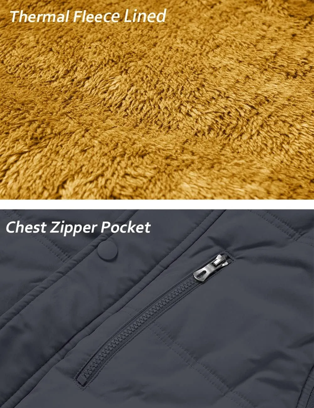 TACVASEN Men's Winter Vests Sleeveless Jackets Casual Outerwear Warm Fleece Lined Stand Collar Padded Coat