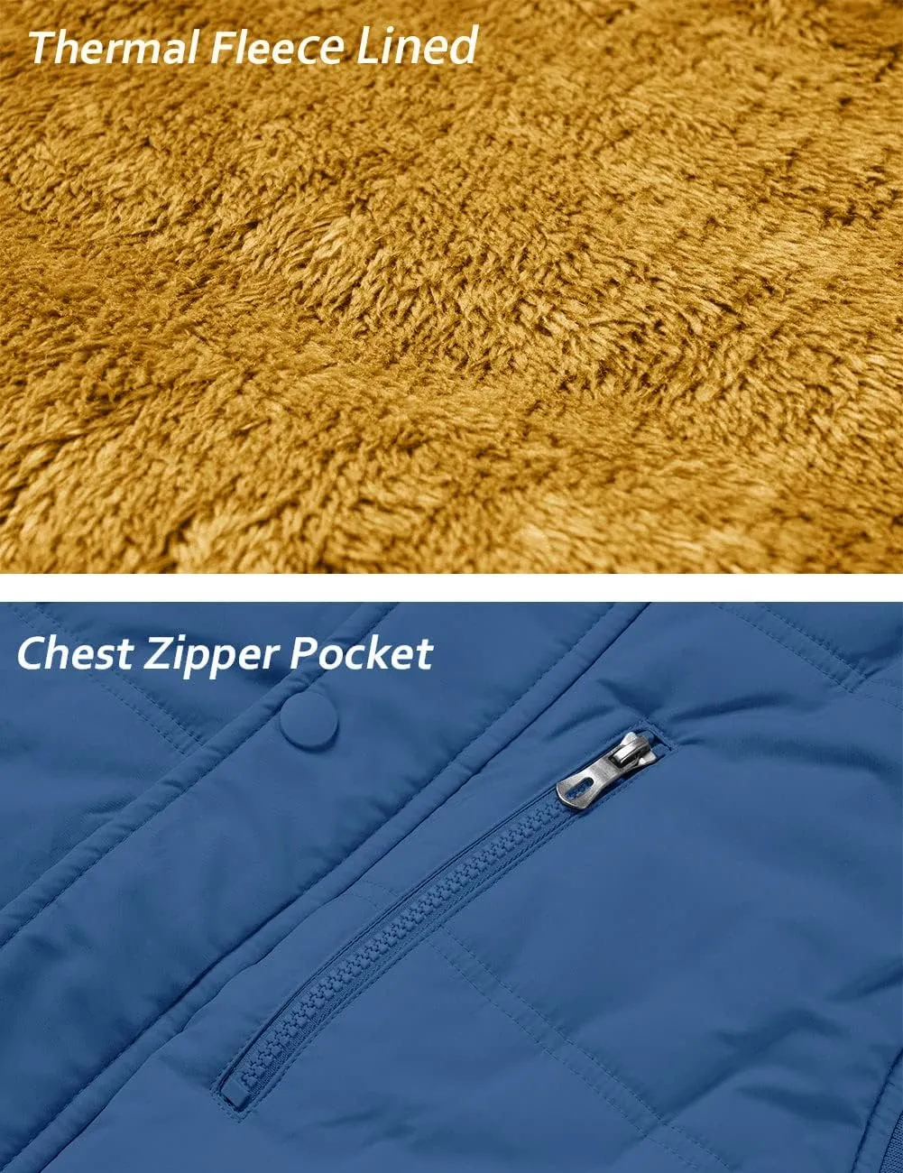 TACVASEN Men's Winter Vests Sleeveless Jackets Casual Outerwear Warm Fleece Lined Stand Collar Padded Coat