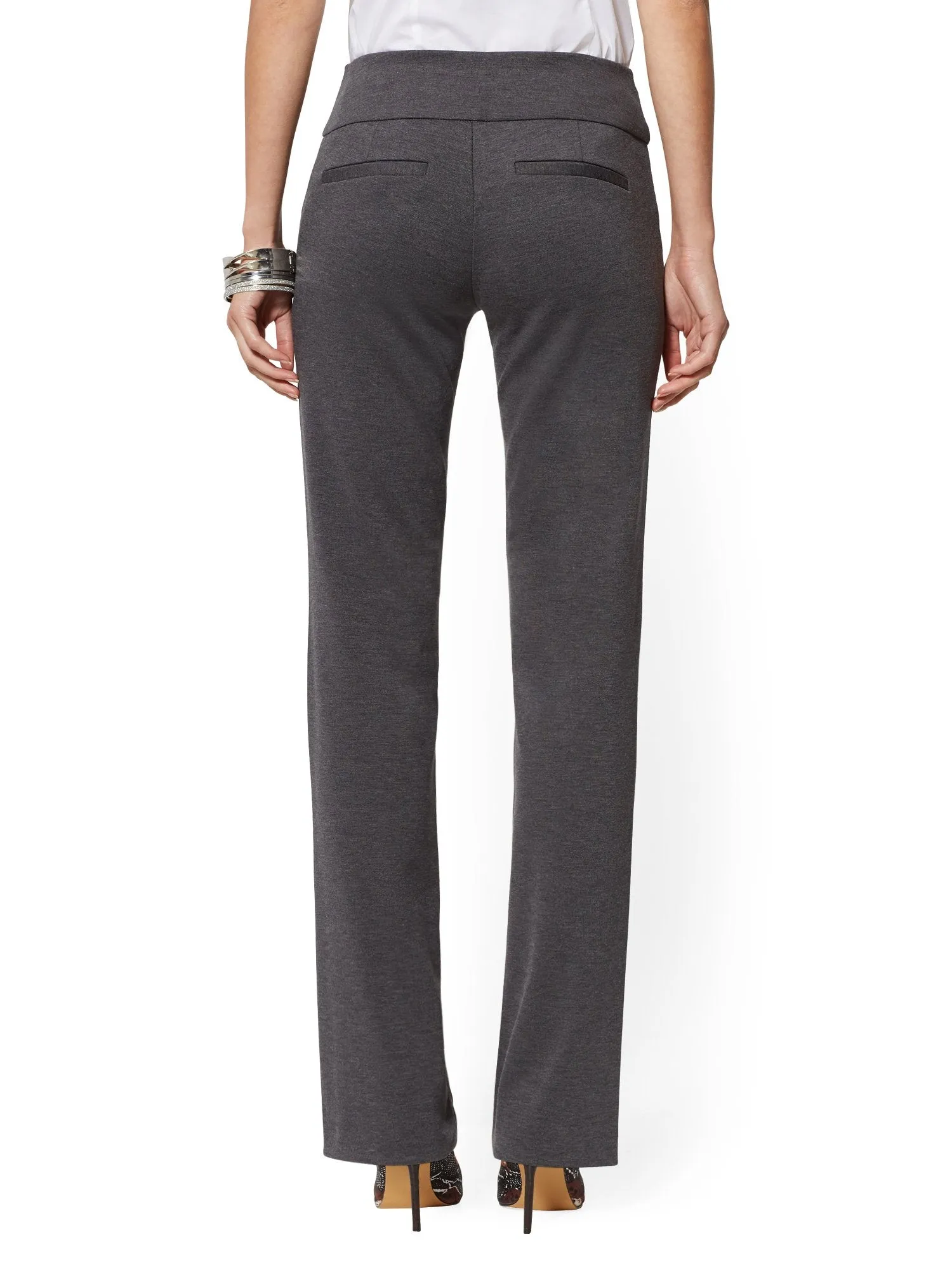 Tall Whitney High-Waisted Pull-On Straight-Leg Pant - Grey Ponte - 7th Avenue