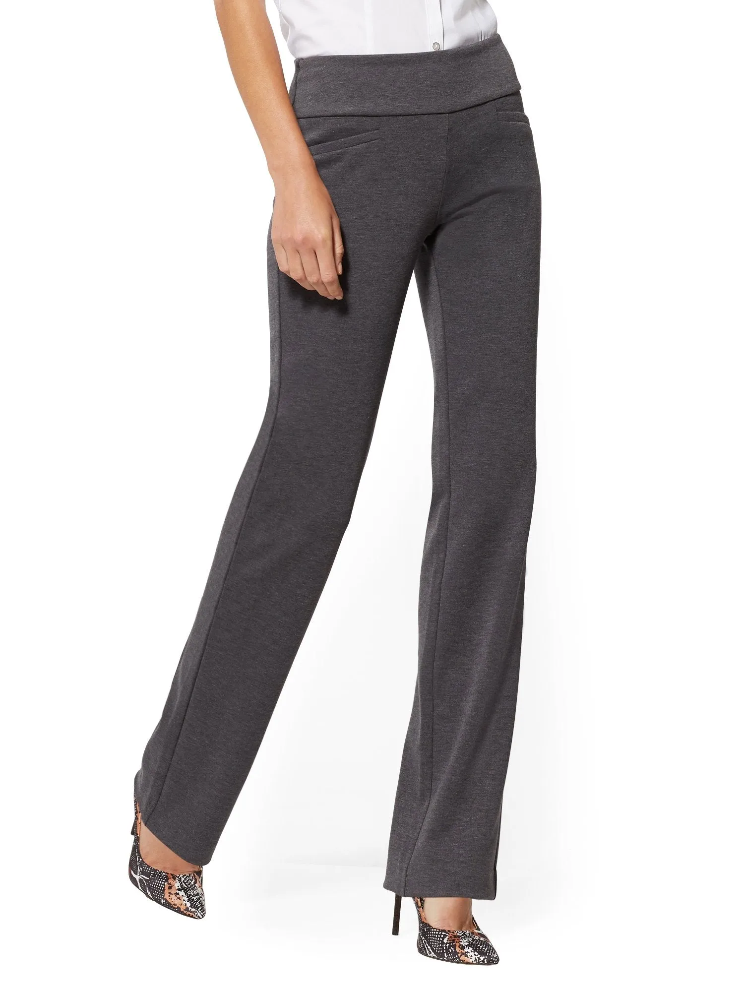 Tall Whitney High-Waisted Pull-On Straight-Leg Pant - Grey Ponte - 7th Avenue