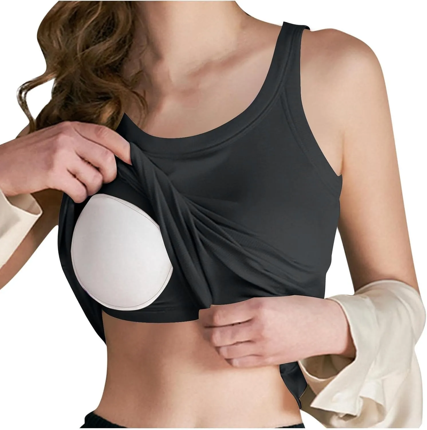 Tank Top with Built in Bra for Women Summer Casual Camisoles Basic Shirts Racerback Ribbed Fitted Tanks Cami Tops