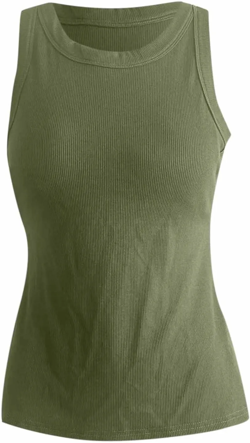 Tank Top With Built In Bra For Women Y2K Screw Thread Under Camisole 2025 Summer Casual Basic Layer Padded Shelf Bra Clothes