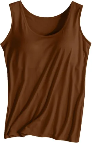 Tank Tops for Women with Built in Bra Pad Underwear Yoga Sports T-Shirts Camisole Tops Stretch Undershirts