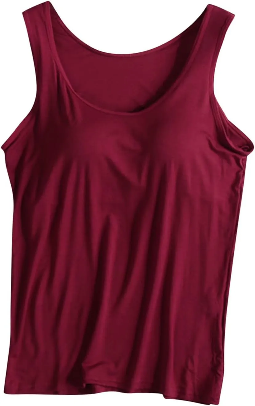 Tank Tops for Women with Built in Bra Pad Underwear Yoga Sports T-Shirts Camisole Tops Stretch Undershirts