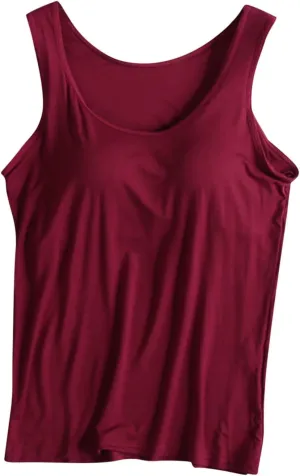 Tank Tops for Women with Built in Bra Pad Underwear Yoga Sports T-Shirts Camisole Tops Stretch Undershirts