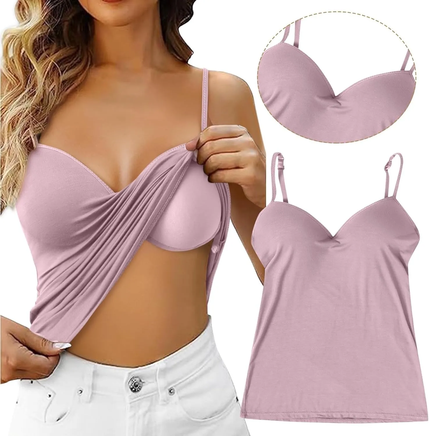 Tank Tops for Women with Built in Bras 2025 Summer Sexy Padded Camisole Tops Undershirt Casual Comfy Yoga Workout Tank Shirts