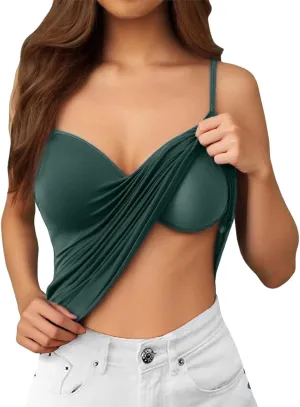 Tank Tops with Built in Bra for Women 2025 Sports Cute Padded Cami Shirts Summer Yoga Workout Camisoles Sleeveless Undershirt
