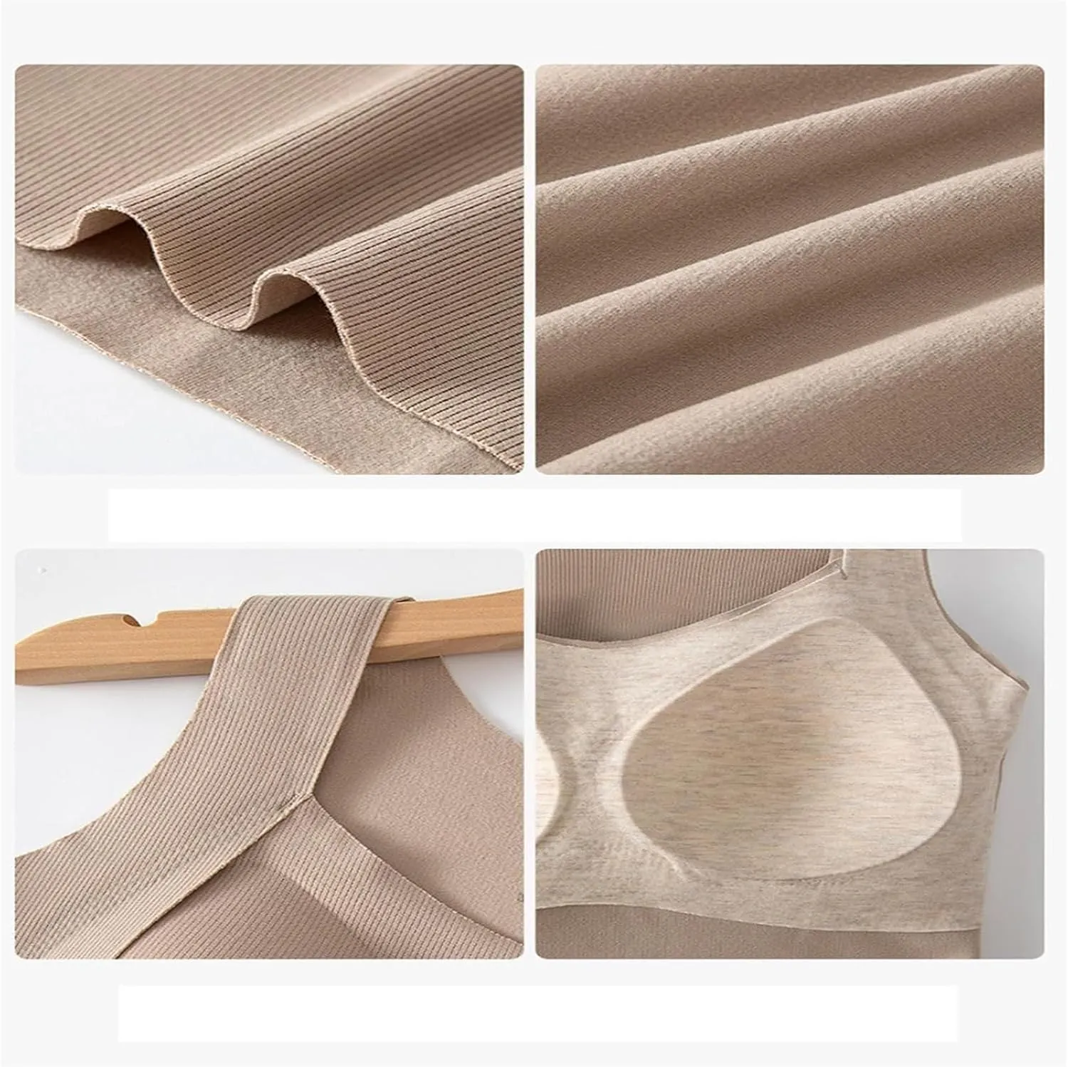 Thickened Warm Tank Top with Shelf Bra, 2024 Fall Winter Stretch Sleeveless Vest Casual Camisole Base Layer