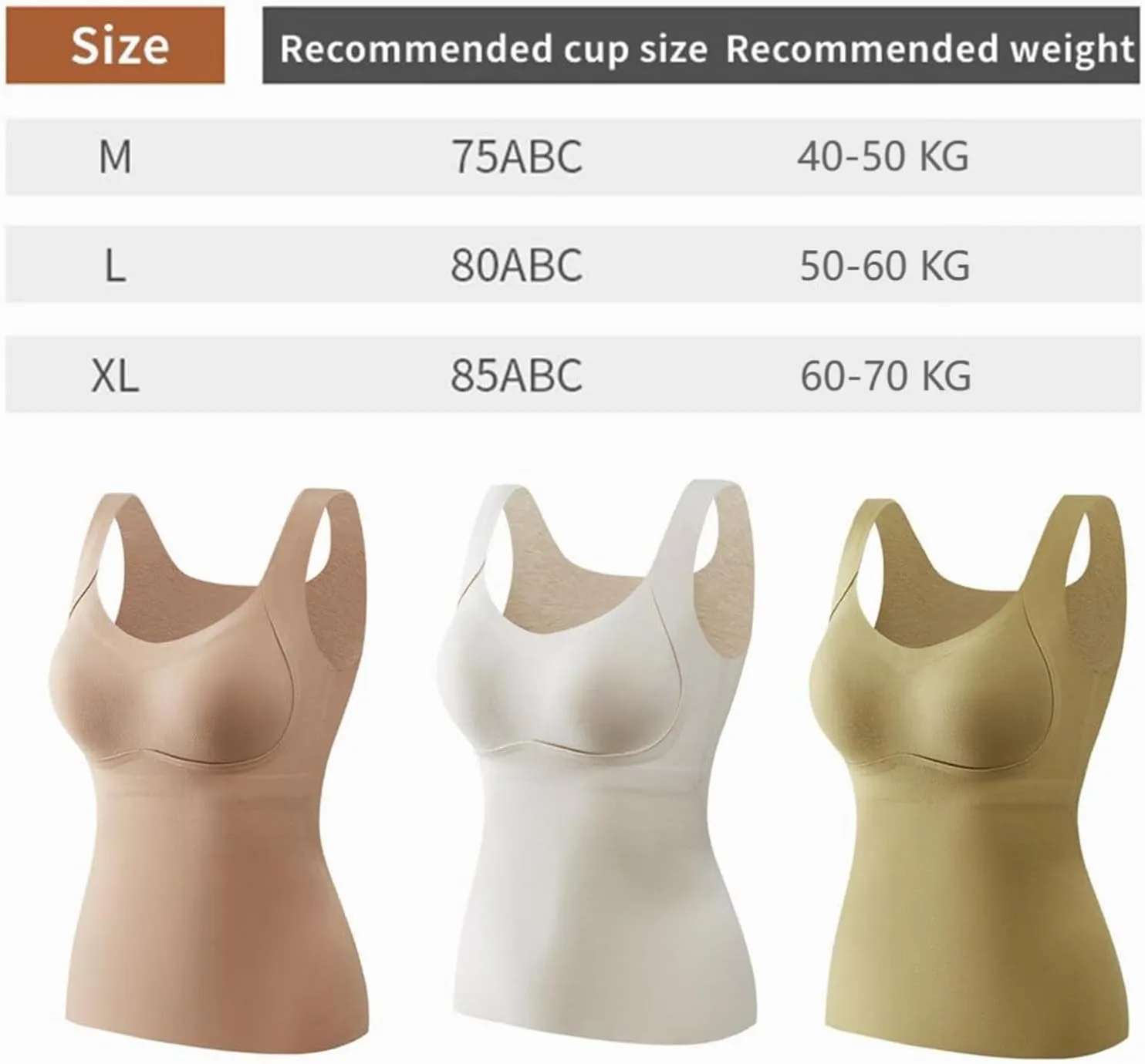 Thickened Warm Tank Top with Shelf Bra, 2024 Fall Winter Stretch Sleeveless Vest Casual Camisole Base Layer
