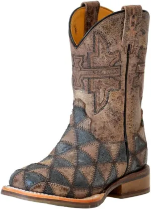 Tin Haul Boys' Triangulum Western Boot Broad Square Toe - 14-018-0077-0905 BL 10 D Black