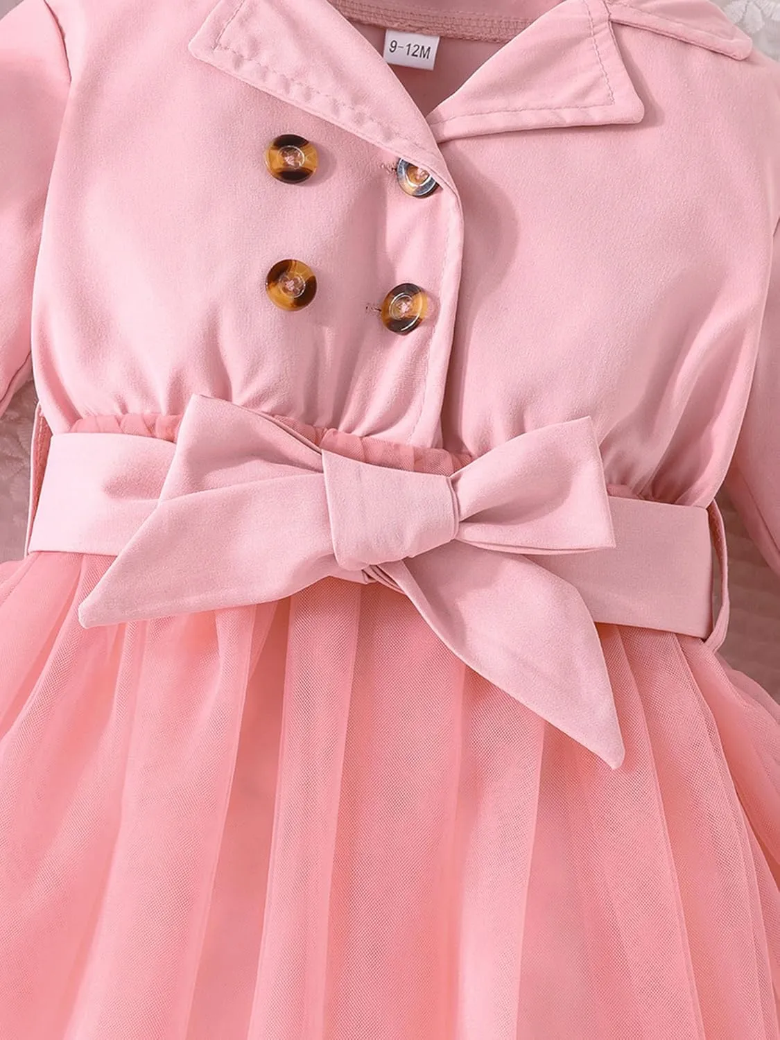 Toddler Baby Girl Double Breasted Belted Trench Jacket Coat Dress Long Sleeve Kids Windbreaker Outerwear