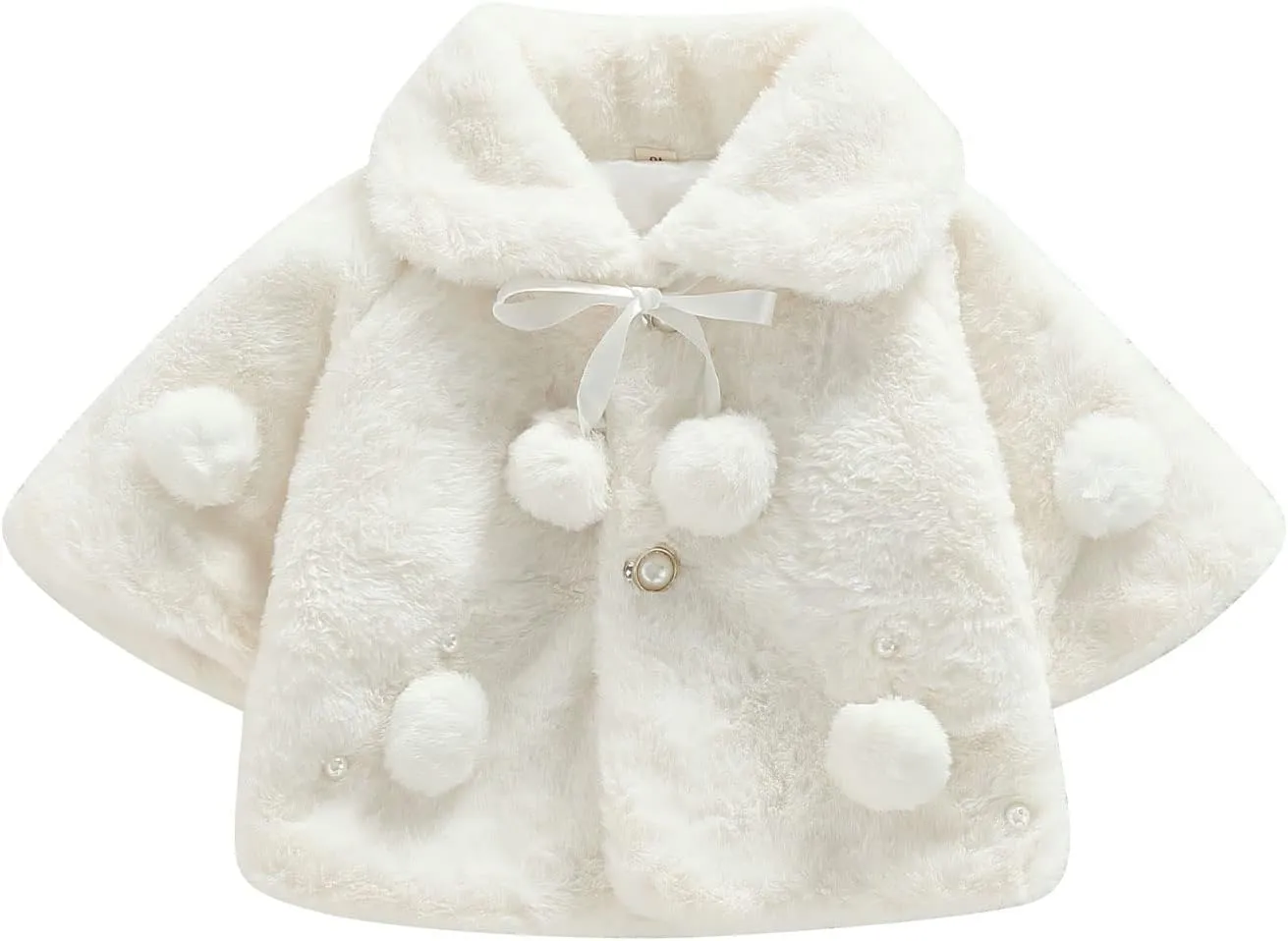Toddler Baby Girls Faux Fur Coat Cloak Jacket Dress Cover Cape Poncho Fall Winter Wedding Birthday Warm Outerwear