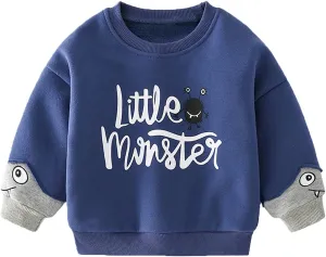 Toddler Boys Fleece Sweatshirts Dinosaur Crewneck Pullover Sweater Winter Clothes