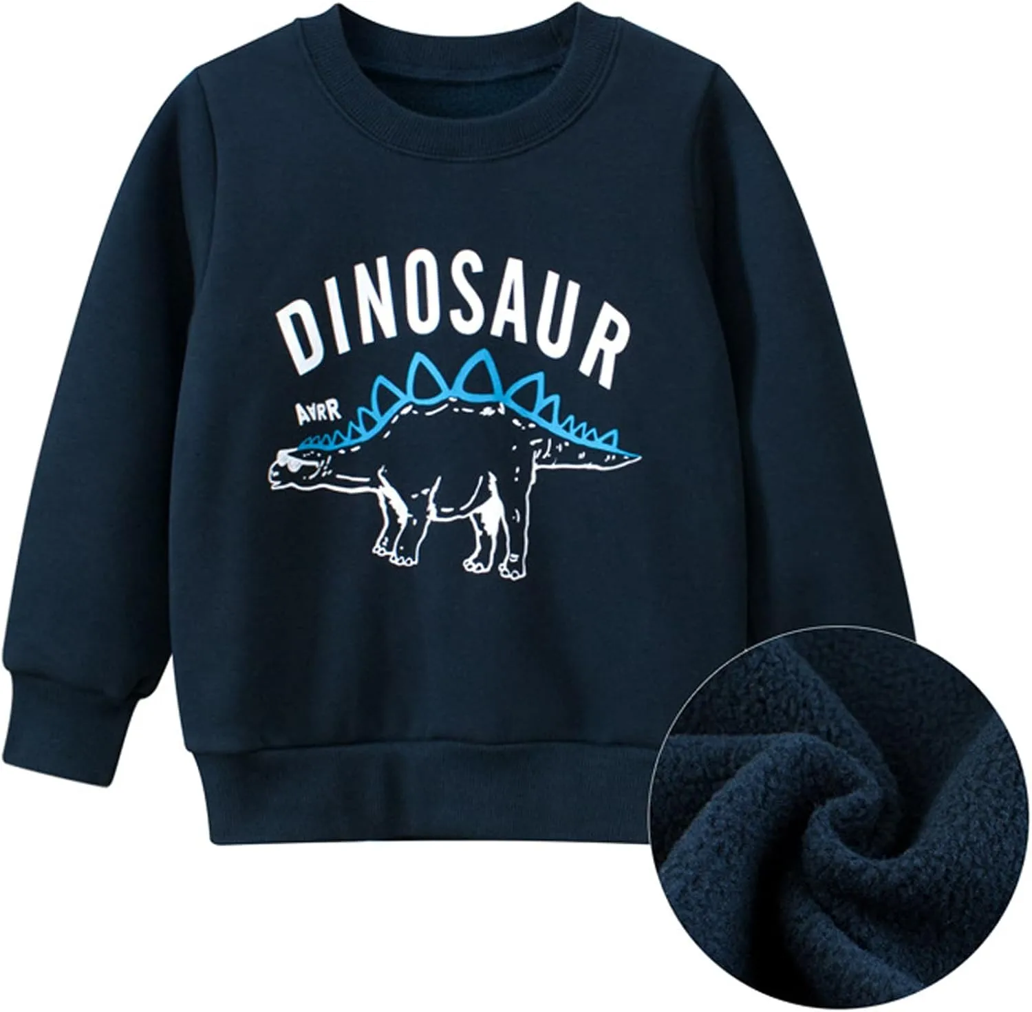 Toddler Boys Fleece Sweatshirts Dinosaur Crewneck Pullover Sweater Winter Clothes