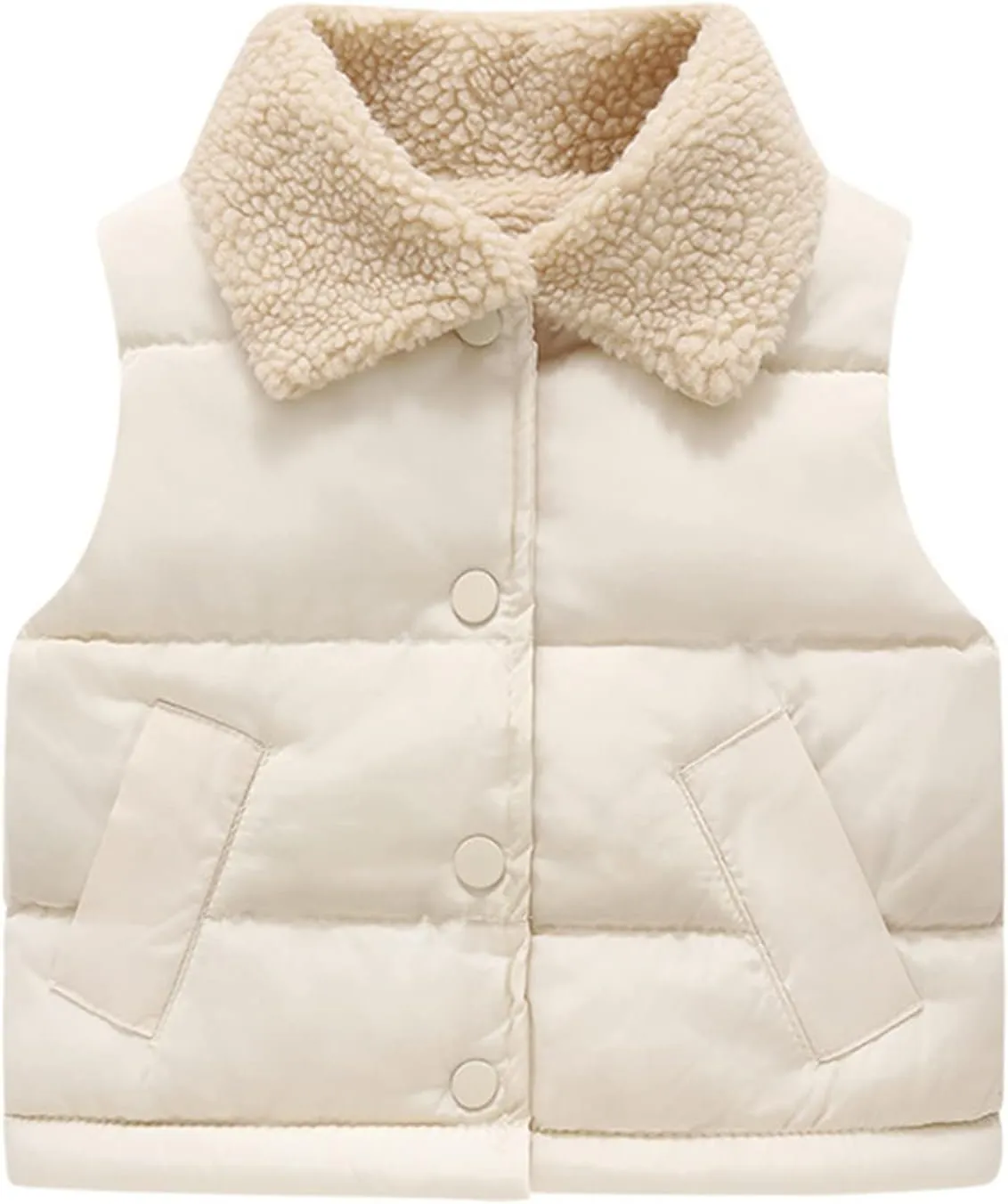 Toddler Boys Girls Vest Fleece Fuzzy Sleeveless Coat Outerwear Pockets Boy Coat with Thumb Holes