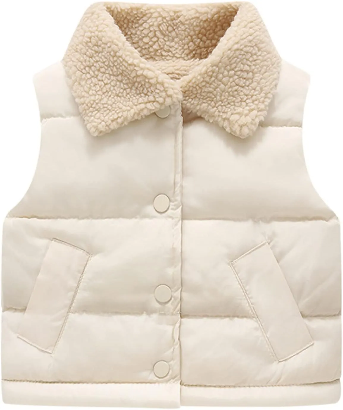 Toddler Boys Girls Vest Fleece Fuzzy Sleeveless Coat Outerwear Pockets Boy Coat with Thumb Holes