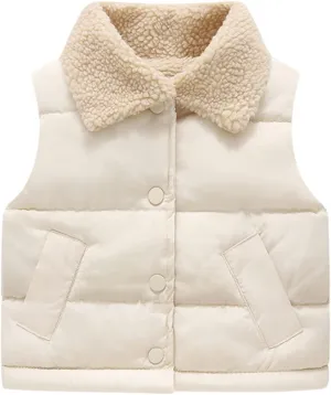 Toddler Boys Girls Vest Fleece Fuzzy Sleeveless Coat Outerwear Pockets Boy Coat with Thumb Holes