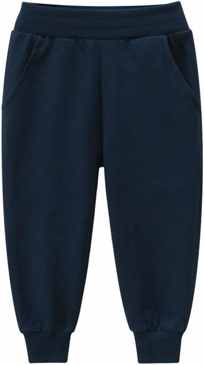 Toddler Boys Pull on Sweatpants Solid Elastic Waist Jogger Straight Running Sport Long Pants School Athletic Comfy
