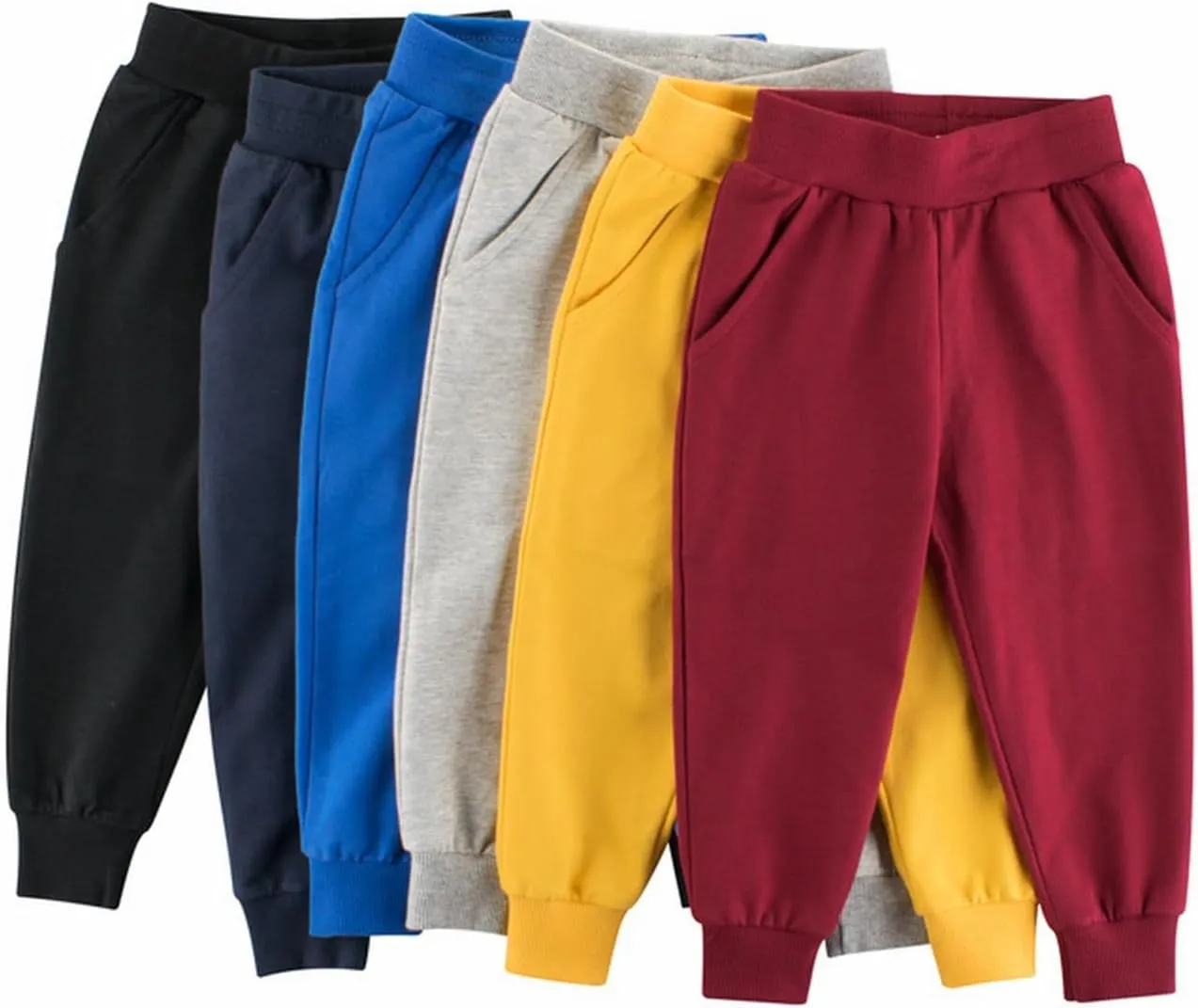 Toddler Boys Pull on Sweatpants Solid Elastic Waist Jogger Straight Running Sport Long Pants School Athletic Comfy