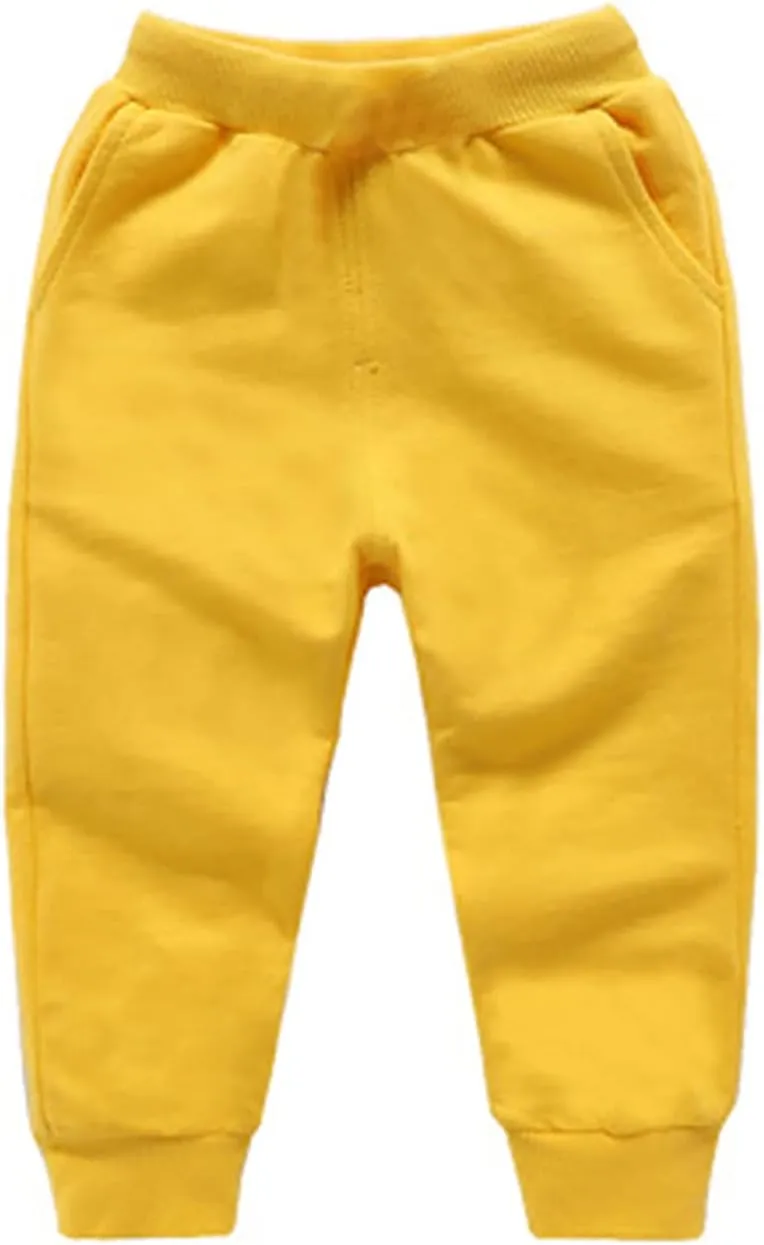 Toddler Jogger Cotton Sweatpants Elastic Waist Soft Pull on Running Sport Long Pants Preppy School Casual Athletic
