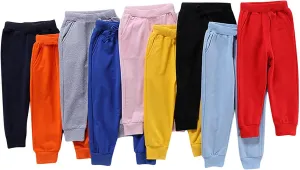 Toddler Jogger Cotton Sweatpants Elastic Waist Soft Pull on Running Sport Long Pants Preppy School Casual Athletic