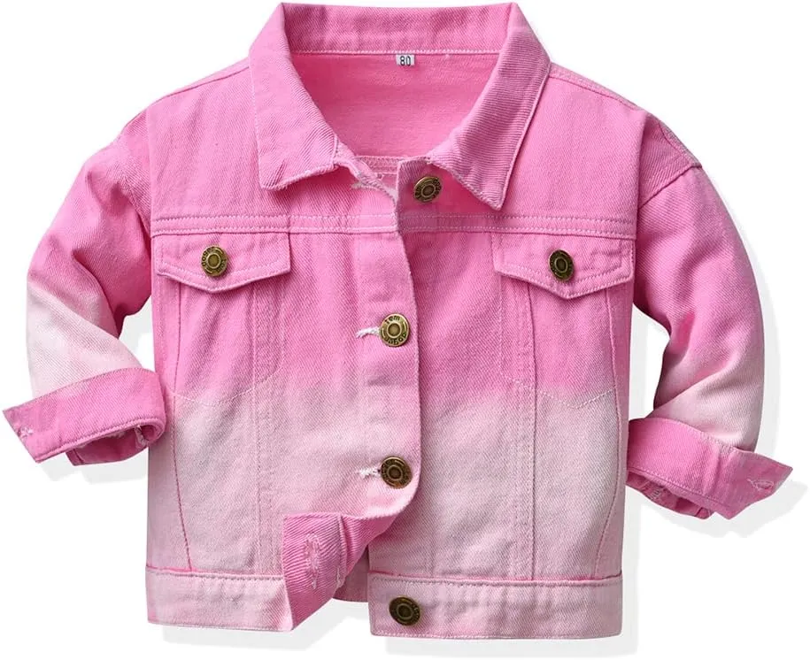 Toddler Kid Baby Boys Girls Denim Jacket Coats Long Sleeve Button Down Casual Overcoat Outerwear