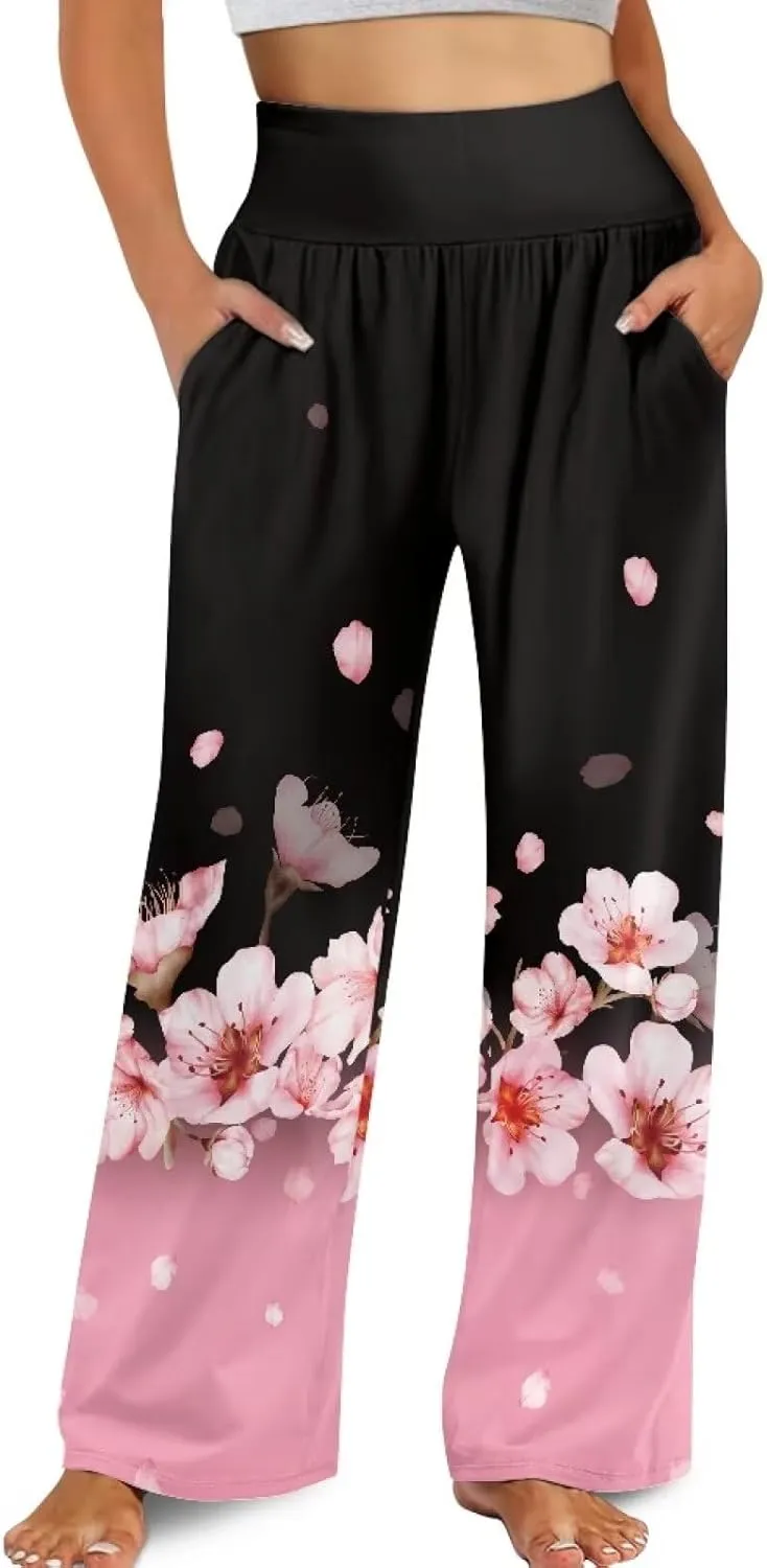 TODIYADDU Wide Leg Palazzo Lounge Pants for Women Trendy Sweatpants for Yoga Workout Travel Casual Loose Bottoms with Pockets