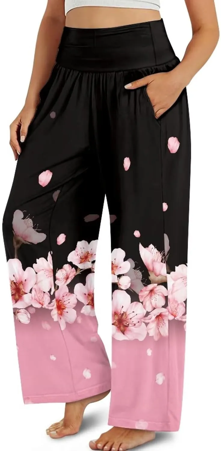 TODIYADDU Wide Leg Palazzo Lounge Pants for Women Trendy Sweatpants for Yoga Workout Travel Casual Loose Bottoms with Pockets