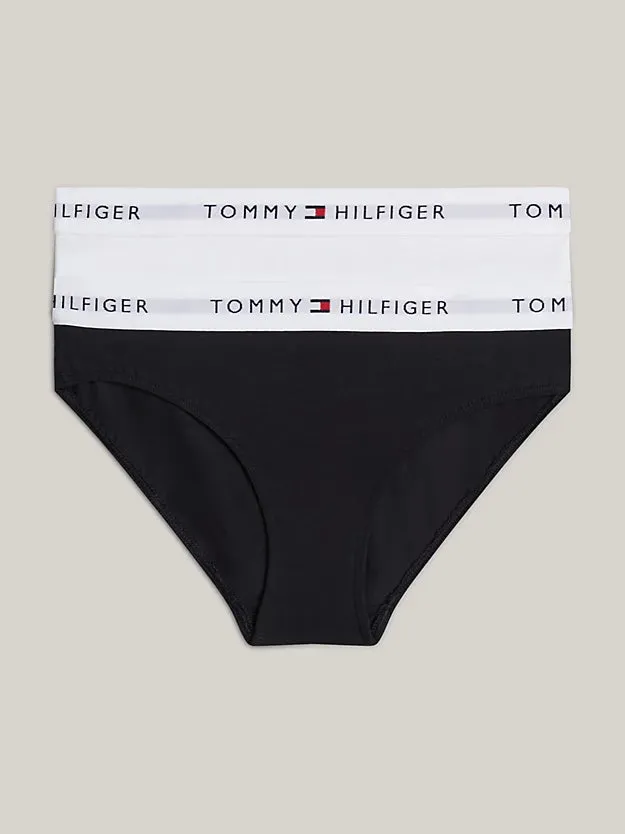 Tommy Hilfiger Girls 2-Pack Signature Bikini Brief -Black/White