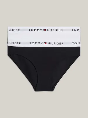 Tommy Hilfiger Girls 2-Pack Signature Bikini Brief -Black/White