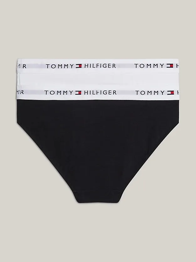 Tommy Hilfiger Girls 2-Pack Signature Bikini Brief -Black/White