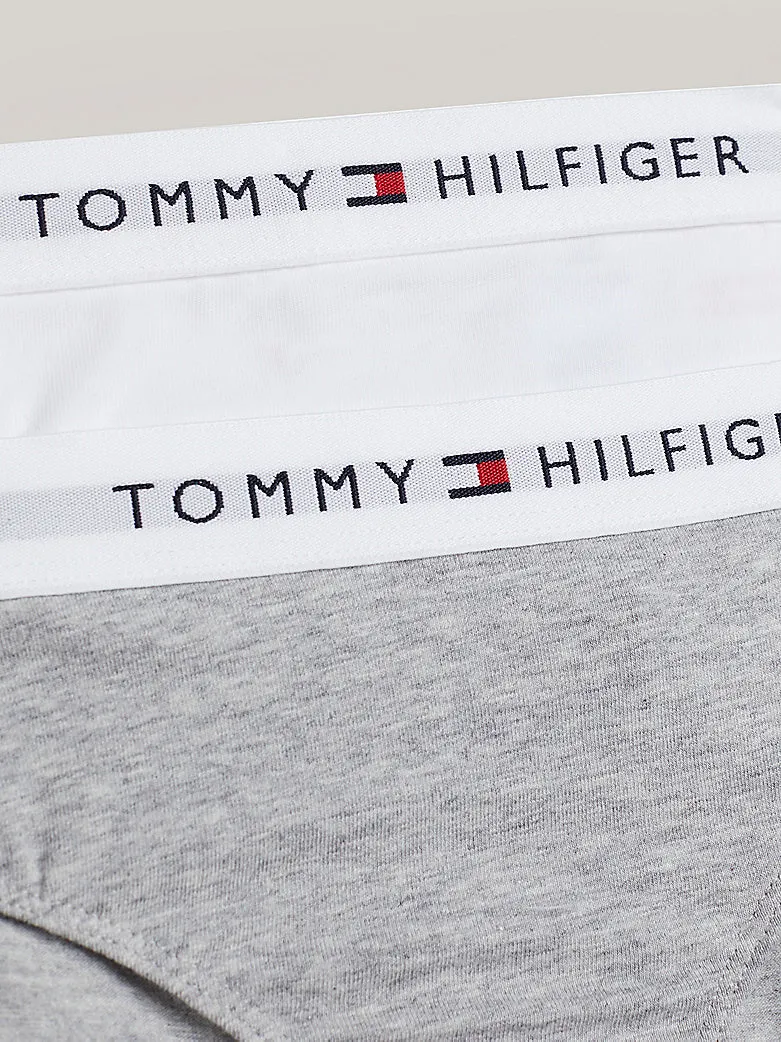 Tommy Hilfiger Girls 2 Pack Waistband Briefs- White / Light Grey Heather